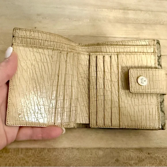Gucci GG Canvas Monogram French Compact Croc Wallet